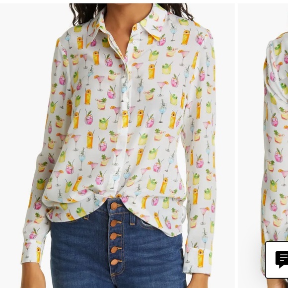 ⭐️NWT Alice + Olivia Willa Silk Cocktail Print Blouse⭐️ - Picture 1 of 12